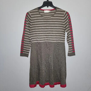 Eliza J women's mini long sleeve sweater dress size L brown and pink str…